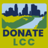 Donate LCC with a design of the city and river