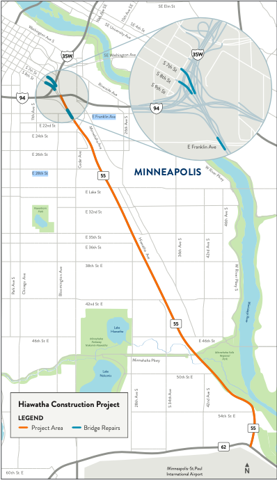 map of hiawatha construction projects