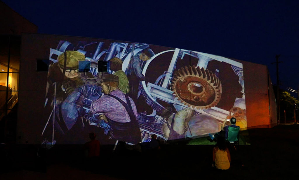 art projected on a wall