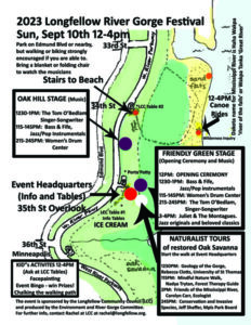 a map of the river gorge festival and activities 